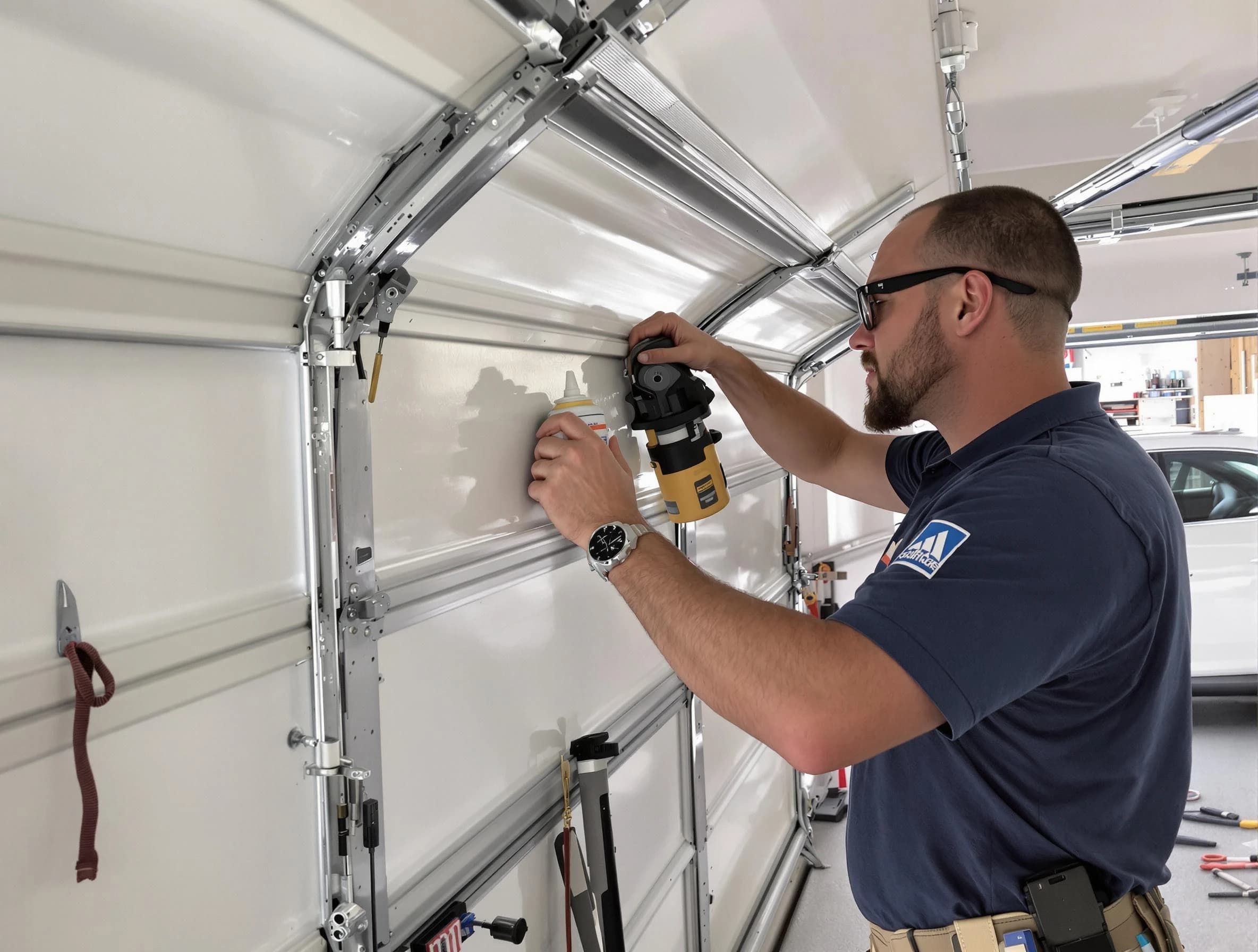 Dublin Garage Door Repair technician performing comprehensive noise reduction service in Dublin