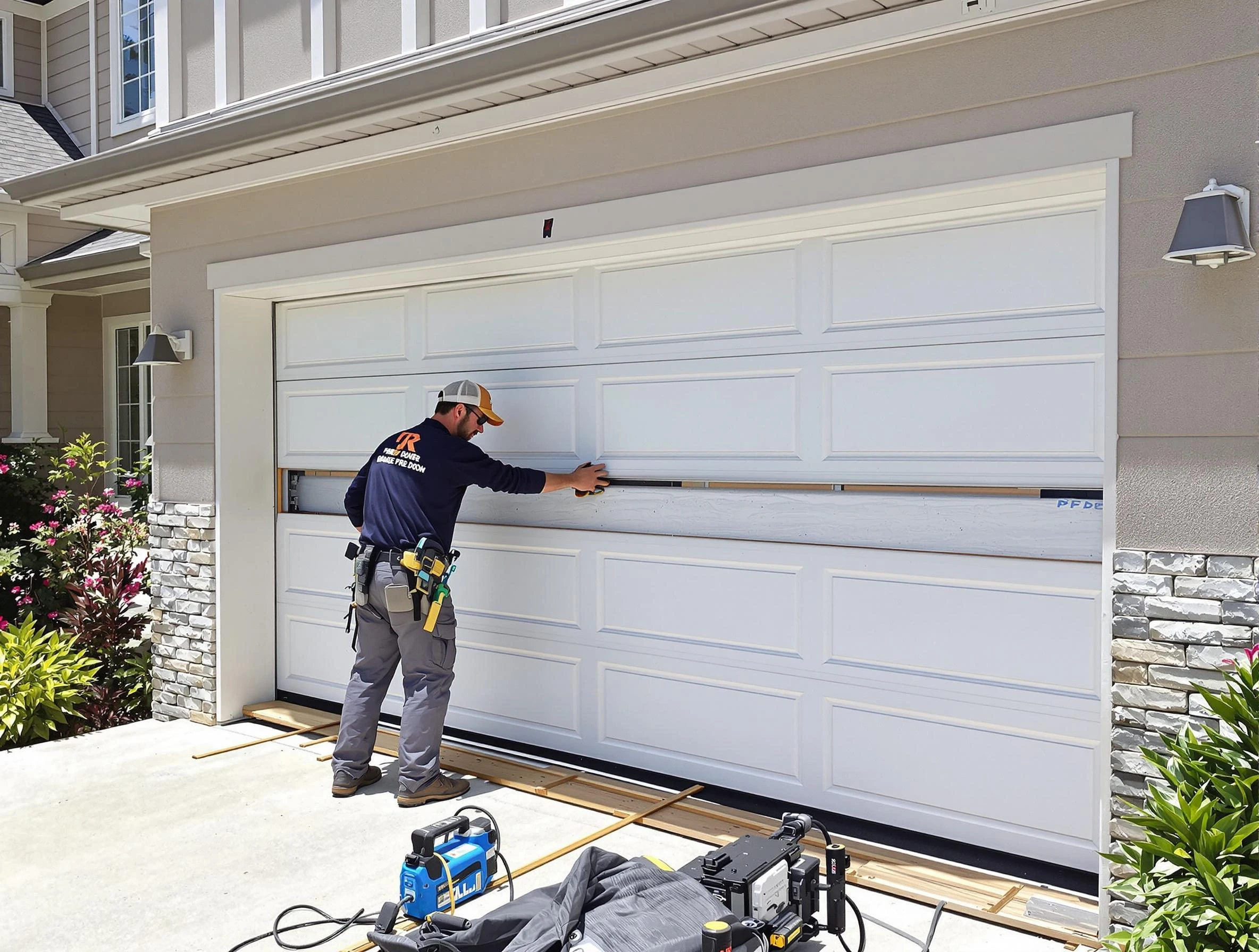 Dublin Garage Door Repair team performing complete garage door replacement at Dublin residence