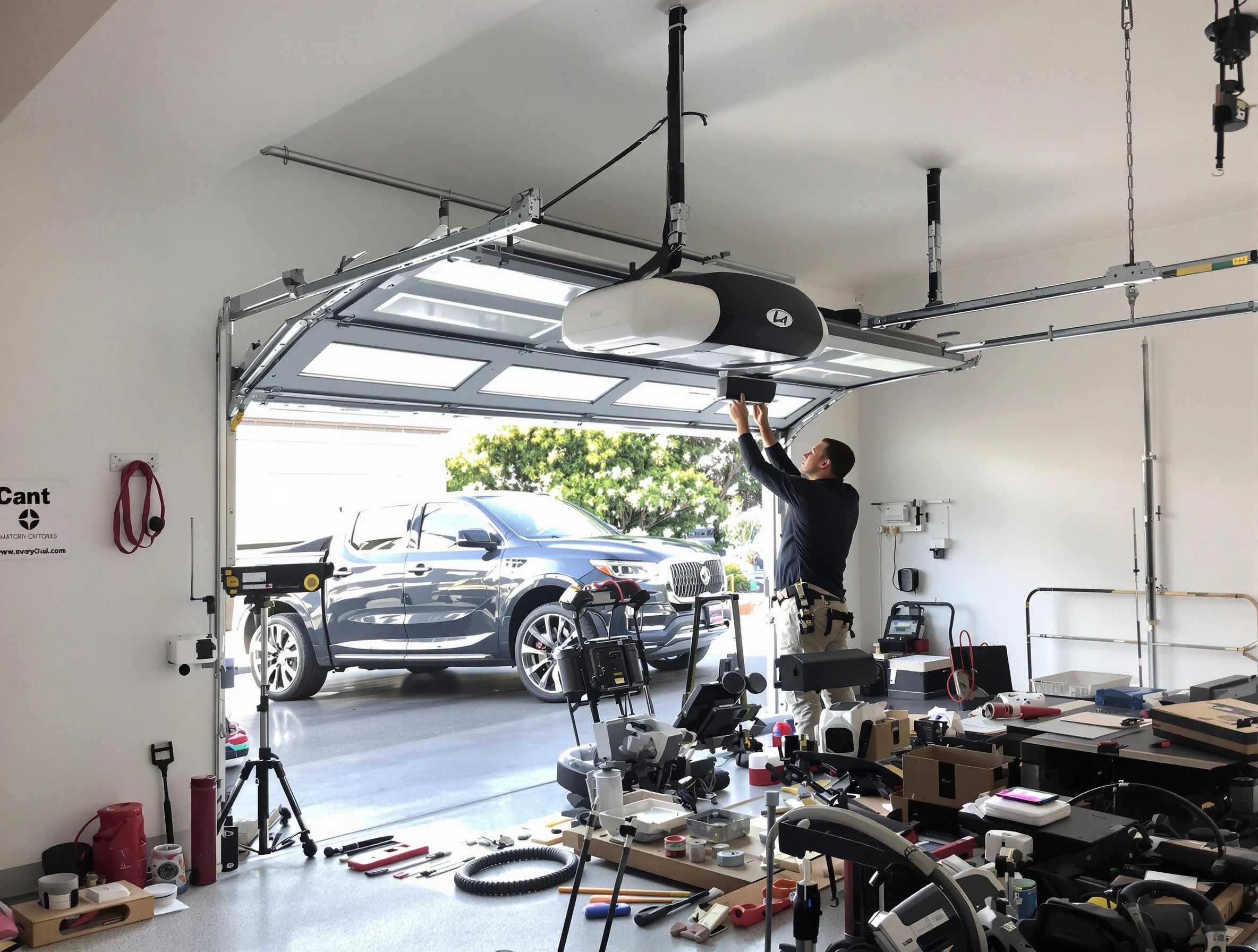 Dublin Garage Door Repair specialist installing smart garage door opener system in Dublin home