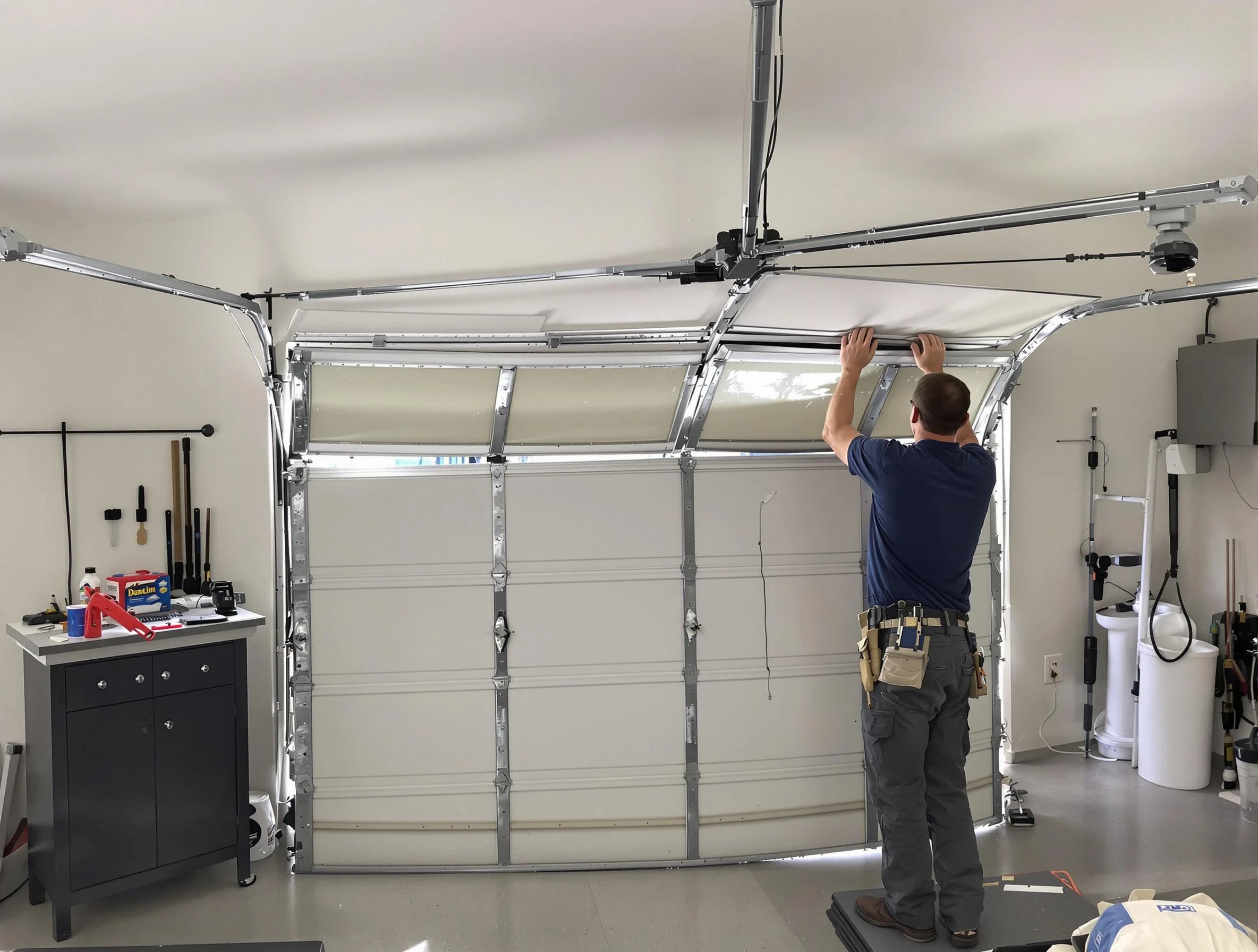 Dublin Garage Door Repair specialist performing precise section replacement on Dublin garage door
